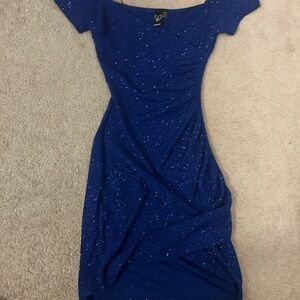 Blue Sparkle Off-Shoulder Women's Dress